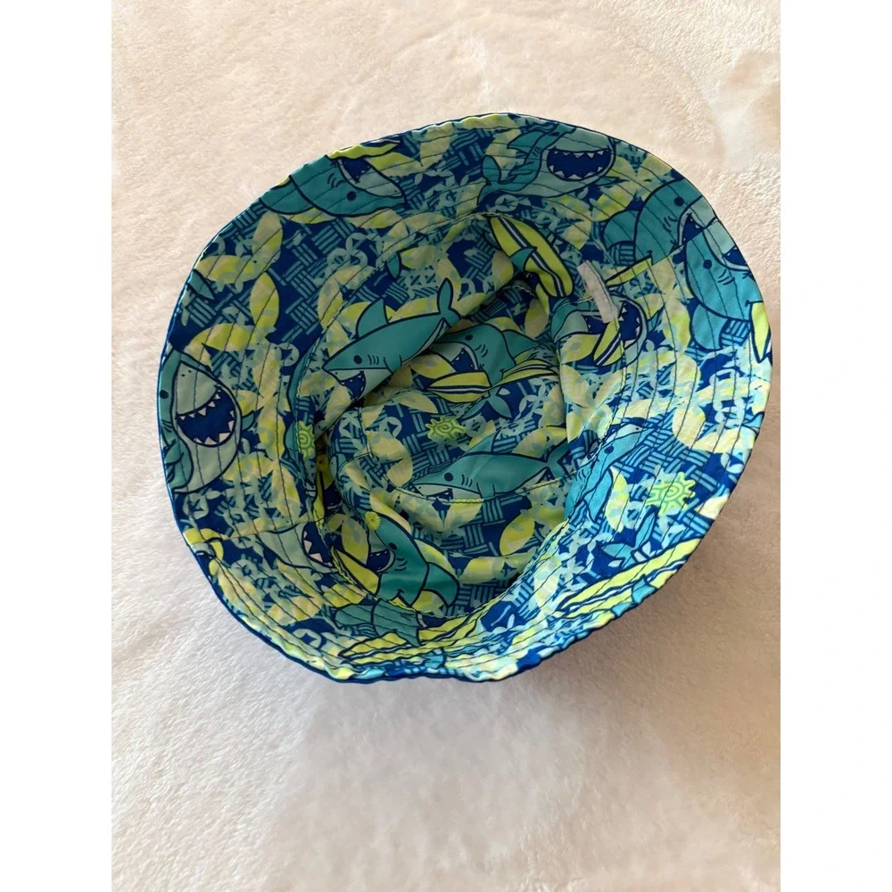 V Skinz Reversible Bucket Hat Blue Shark Print Youth Kids Sun‎ Hat
